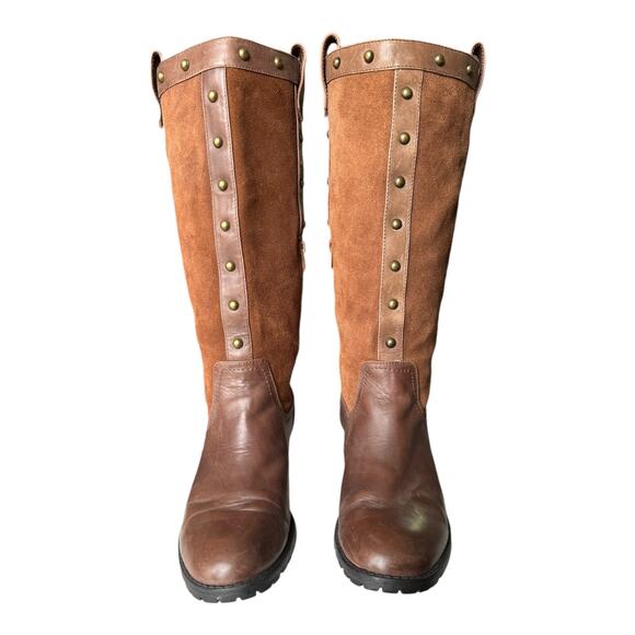 Steve Madden Denmar Studded Leather leopard print Brown Boots size 7 - Picture 4 of 14